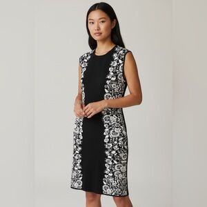 PHILOSOPHY Black/White Knit Sleeveless Sheath Dress Small Workwear Evening